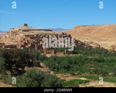 Ansicht der Kasbah von Ait Ben Haddou, in der Provinz Ouarzazate, Marokko Stockfoto