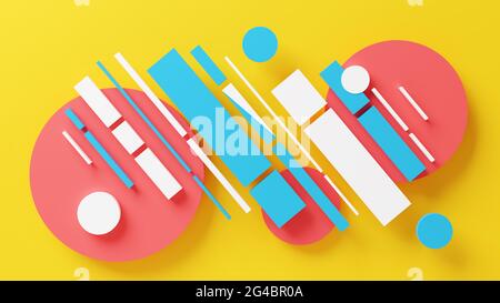 Abstrakter Hintergrund aus geometrischen Grundformen. 3D-Illustration Stockfoto