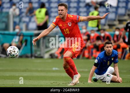 Roma, Italien. Juni 2021. Aaron Ramsey aus Wales in Aktion während des UEFA Euro 2020 Group A Fußballspiels zwischen Italien und Wales im stadio Olimpico in Rom (Italien), 20. Juni 2021. Foto Andrea Staccioli/Insidefoto Kredit: Insidefoto srl/Alamy Live News Stockfoto