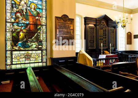 Das Innere der St. John's Church - das Innere der St. John's Episcopal Church, in der Patrick Henry seine "Gib mir Freiheit oder gib mir den Tod!" gab. Sprache. Stockfoto