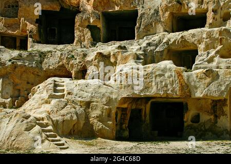 Alte Höhlenwohnungen in Kappadokien, Türkei Stockfoto