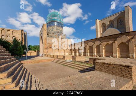 Historische Bibi-Khanum-Moschee in Samarkand, Usbekistan. Stockfoto