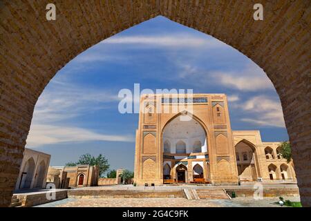 Historische Moschee und religiöser Komplex von Chor Bakr, Buchara, Usbekistan. Stockfoto