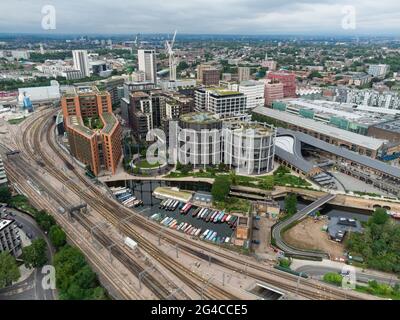 St. Pancras Basin, Gasholders and Coal Drops Yard, London, England Stockfoto