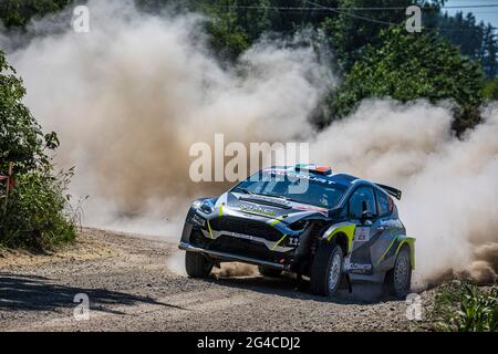 Mikolajki, Polen. Juni 2021. 34 MCCOURT Cathan (IRL), HOY Brian (IRL), Cathan MCCOURT, Ford Fiesta MkII, Aktion während der Rallye Polen 2021, 1. Lauf der FIA European Rally Championship 2021, vom 18. Bis 20. Juni 2020 in Mikolajki, Polen - Foto Grégory Lenormand / DPPI Credit: DPPI Media/Alamy Live News Stockfoto