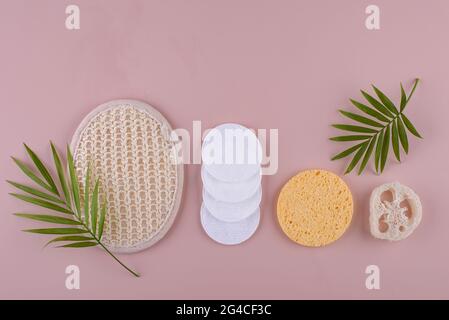 Wiederverwendbare Pflegezubehör. Zero Waste nachhaltiges Lifestyle-Konzept Stockfoto