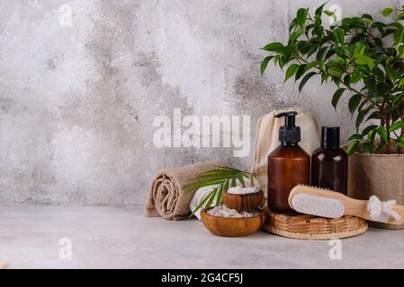 Wiederverwendbare Pflegezubehör. Zero Waste nachhaltiges Lifestyle-Konzept Stockfoto