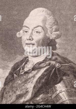 Pjotr Alexandrowitsch Rumyanzew-Zadunaiski. Gravur von 1798. Stockfoto