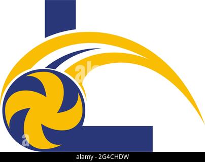 Buchstabe L mit zerschmetterem Volley Ball Symbol Logo Design Vorlage Illustration Stock Vektor