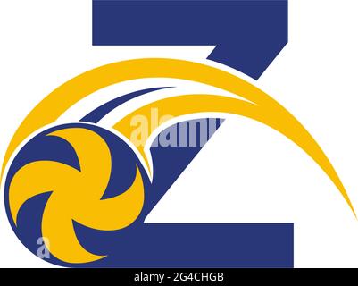 Buchstabe Z mit zerschmetterem Volley Ball Symbol Logo Design Vorlage Illustration Stock Vektor