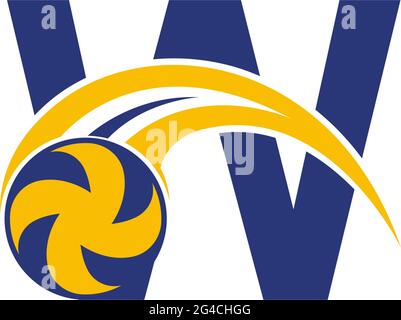Buchstabe W mit zerschlagener Volleyball Symbol Logo Design Vorlage Illustration Stock Vektor