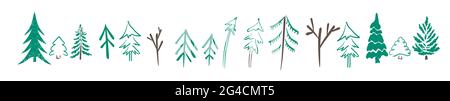 Eine Reihe von einfachen Kinderbäumen. Vektorgrafik Stock Vektor