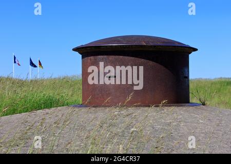 Ein Maschinengewehrturm aus dem Ersten Weltkrieg in Fort Douaumont (Fort de Douaumont) in Douaumont (Meuse), Frankreich Stockfoto