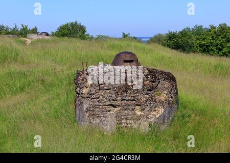 Ein Maschinengewehrturm aus dem Ersten Weltkrieg in Fort Douaumont (Fort de Douaumont) in Douaumont (Meuse), Frankreich Stockfoto