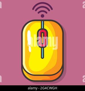 Vektorgrafik für elektronische Geräte mit drahtloser Maus in flacher Ausführung Stock Vektor
