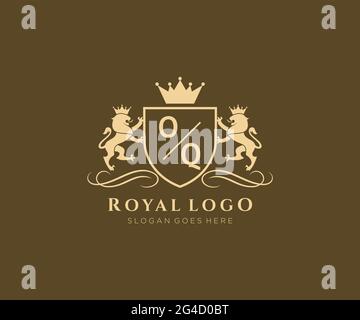 OQ Buchstabe Lion Royal Luxury heraldic, Crest Logo Vorlage in Vektorgrafik für Restaurant, Royalty, Boutique, Cafe, Hotel, Heraldik, Schmuck, Mode und Stock Vektor