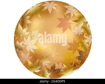 Gold Herbst Ahornblatt Runde Hintergrund. Vektorgrafik isoliert auf WEISSEM Hintergrund. Stock Vektor