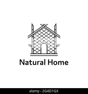 Bambusbaum natürliches Haus Logo Design isoliert Vektor Illustration Stock Vektor