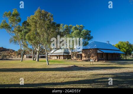 Die alte Telegraph Station (ca. 1871) an der Alice Springs Telegraph Station Historical Reserve Stockfoto