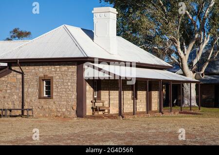 Die alte Telegraph Station (ca. 1871) an der Alice Springs Telegraph Station Historical Reserve Stockfoto