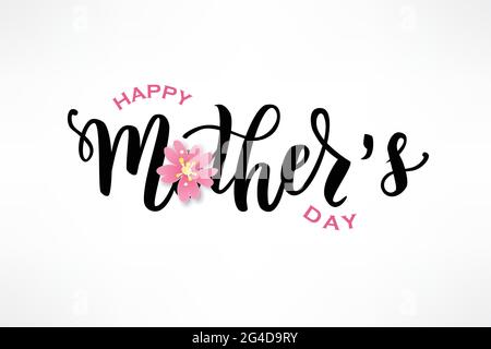 Happy Mother s day Hand Schriftzug Text mit schönen Blumen. Geeignet für Karten, Poster, Banner, Einladungen, Postkarten, Symbol. Vektorgrafik. Stock Vektor