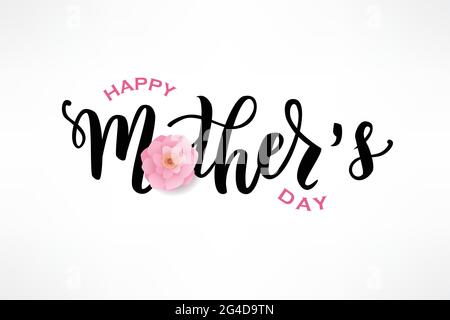 Happy Mother s day Hand Schriftzug Text mit schönen Blumen. Geeignet für Karten, Poster, Banner, Einladungen, Postkarten, Symbol. Vektorgrafik. Stock Vektor