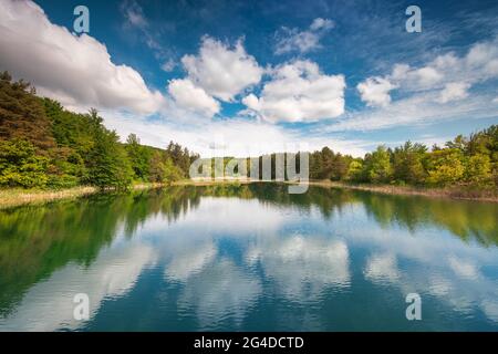 Panoramablick auf den See. Stockfoto