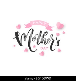 Happy Mothers Day Hand Schriftzug Text. Typografie. Stock Vektor