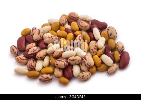 Mischbohnengruppe isoliert auf weißem Hintergrund Stockfoto