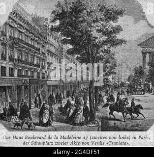 Geographie / Reisen, Frankreich,Paris, Straßen, Boulevard de la Madeleine, Holzstich, 19. Jahrhundert, KÜNSTLERRECHTE DÜRFEN NICHT GELÖSCHT WERDEN Stockfoto