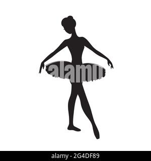 Silhouette Ballerina.Tanzende Frau.Schwarz-weiße Illustration einer klassischen Tänzerin.Stock Illustration isoliert auf weißem Hintergrund.Clip Art isolieren Stock Vektor