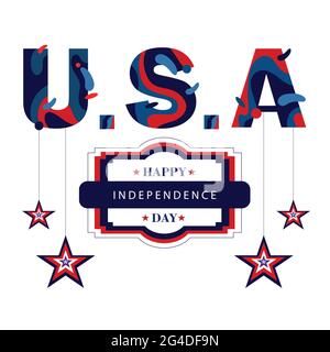 Typografisches Layout mit verschiedenen Farben, das die Identität der USA anzeigt Stock Vektor