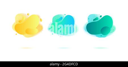 Abstrakte dynamische Gradientengrafiken im modernen Stil. Banner mit fließenden flüssigen Formen, Amöben Formen. Vektorgrafik. Stock Vektor