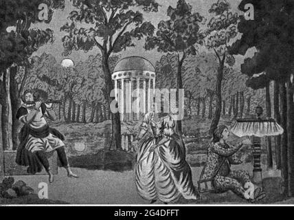 Theater / Theater, Oper, 'die Zauberflöte', von Wolfgang Amadeus Mozart, Libretto: Emanuel Schikanader, ARTIST'S DAS URHEBERRECHT IST NICHT ZU LÖSCHEN Stockfoto