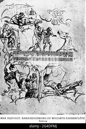 Theater / Theater, Oper, 'die Zauberflöte', von Wolfgang Amadeus Mozart, Libretto: Emanuel Schikanader, ARTIST'S DAS URHEBERRECHT IST NICHT ZU LÖSCHEN Stockfoto