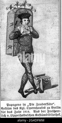 Theater / Theater, Oper, 'die Zauberflöte', von Wolfgang Amadeus Mozart, Libretto: Emanuel Schikanader, ARTIST'S DAS URHEBERRECHT IST NICHT ZU LÖSCHEN Stockfoto