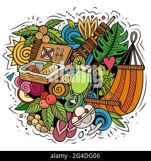 Sommer-Vektor-Kritzeleien-Illustration. Stock Vektor