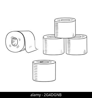 Set mit Toilettenpapiersymbole. Isolierte Toilettenpapierkit Illustration Designs auf weißem Hintergrund. Vektorgrafik für Aktien. Stock Vektor