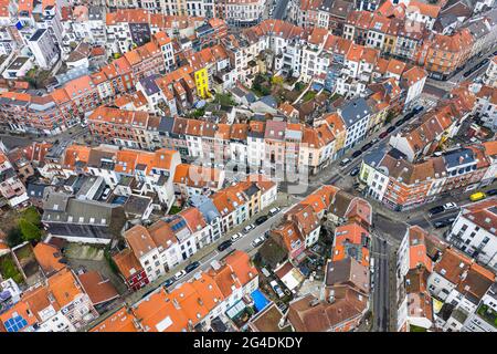 Brüssel, Belgien, 3. Januar 2021: Blick von oben auf die Altstadt von Brüssel Stockfoto