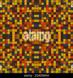 Mosaik nahtlose Vektor-Muster. Hintergrund aus quadratischen farbigen Mosaiksegmenten. Teilbild. Tapetenfarben rot, gelb, braun, beige, grün Stock Vektor