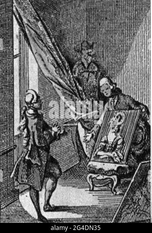 Theater / Theater, Theaterstück, 'Emilia Galotti', von Gotthold Ephraim Lessing (1729 - 1781), 1. Akt, 4. Szene, ARTIST'S COPYRIGHT MUSS NICHT FREIGEGEBEN WERDEN Stockfoto