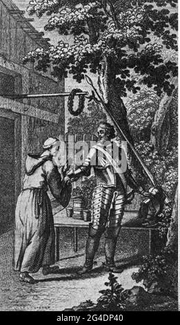 Theater / Theater, Theaterstück, 'Goetz von Berlichingen', von Johann Wolfgang von Goethe (1749 - 1832), DAS URHEBERRECHT DES KÜNSTLERS IST NICHT FREIZUGEBEN Stockfoto