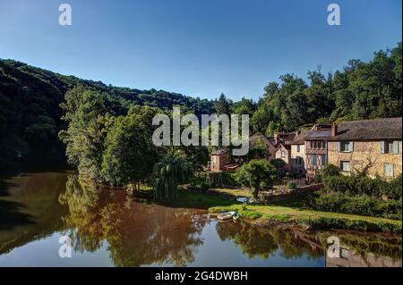 Pont de Cirou an der Grenze zwischen Aveyron und Tarn, Frankreich Stockfoto