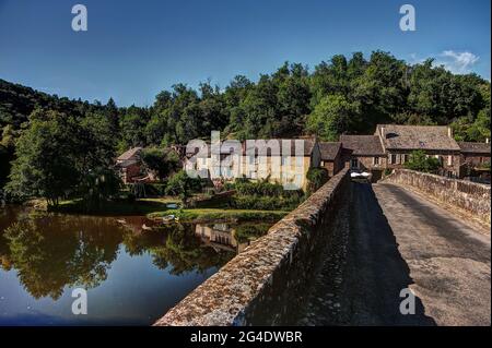 Pont de Cirou an der Grenze zwischen Aveyron und Tarn, Frankreich Stockfoto