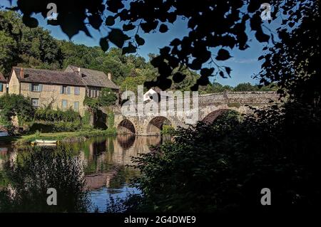 Pont de Cirou an der Grenze zwischen Aveyron und Tarn, Frankreich Stockfoto