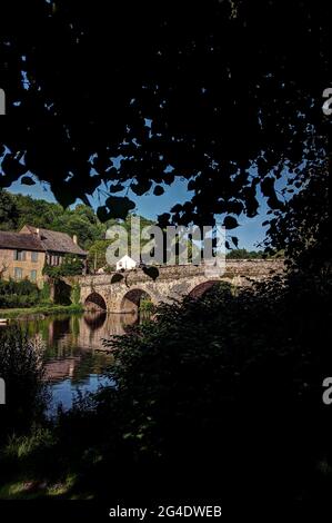 Pont de Cirou an der Grenze zwischen Aveyron und Tarn, Frankreich Stockfoto