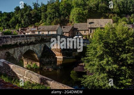 Pont de Cirou an der Grenze zwischen Aveyron und Tarn, Frankreich Stockfoto