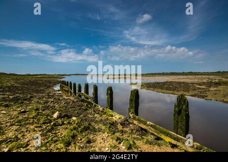 Ebbe am Hafen von Pagham in der Nähe von Bognor Regis, West Sussex, Großbritannien Stockfoto