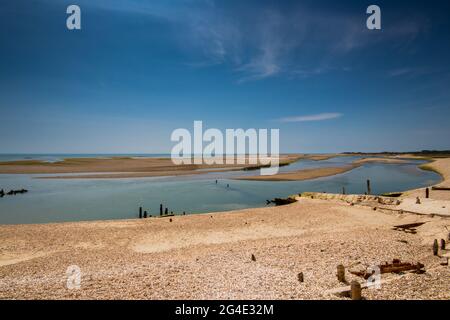 Ebbe am Hafen von Pagham in der Nähe von Bognor Regis, West Sussex, Großbritannien Stockfoto