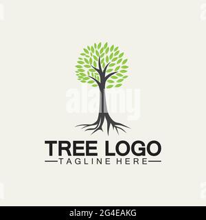 Baum Logo Symbol Vektor Illustration Design.Vektor Silhouette eines Baumes Vorlagen von Baum-Logo und Wurzeln Baum des Lebens Design Illustration Stock Vektor